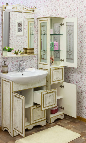 Мебель для ванной Sanflor Адель 65, белая, патина золото фото 3