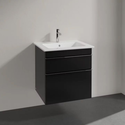 Мебель для ванной Villeroy & Boch Venticello 55 black matt lacquer, с ручками хром фото 2