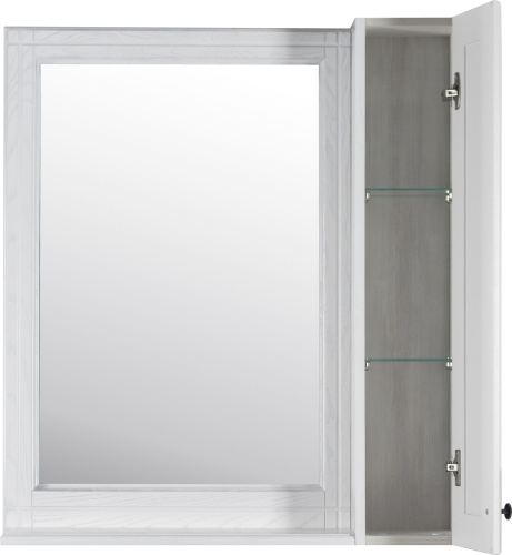 Зеркало ASB-Woodline Берта 85 со шкафом, белое, патина серебро фото 3