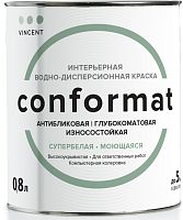 VINCENT CONFORMAT краска интерьерная антибликовая, износостойкая, глубокоматовая, база A (0,8л)