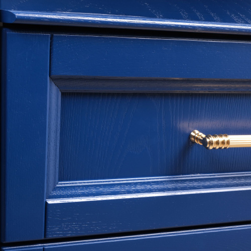 Тумба с раковиной ValenHouse Эстетика 80, синяя, подвесная, ручки золото фото 5