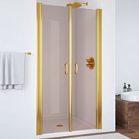 Душевая дверь в нишу Vegas Glass E2P 75 09 05 профиль золото, стекло бронза