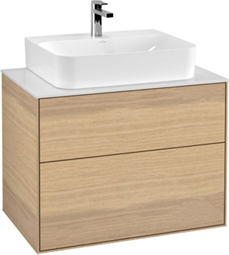 Мебель для ванной Villeroy & Boch Finion 80 oak veneer, glass white matt, с настенным освещением фото 3