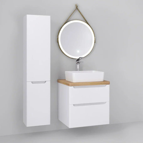 Мебель для ванной Jorno Wood 60, белая, светлая столешница фото 8