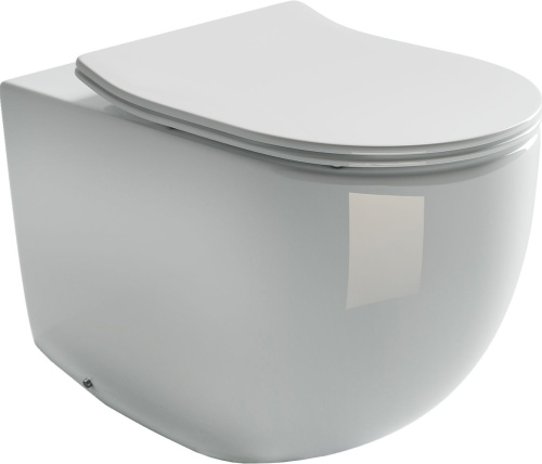 Комплект Унитаз приставной Ceramica Nova Metropol CN4004 безободковый + Смывной бачок скрытого монтажа VitrA 800-2020 с кнопкой смыва, хром фото 4