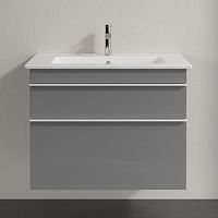 Мебель для ванной Villeroy & Boch Venticello 80 glossy grey, с белыми ручками