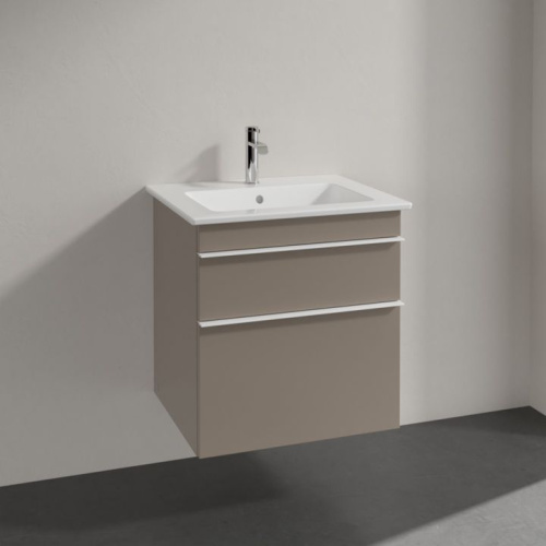Мебель для ванной Villeroy & Boch Venticello 55 truffle grey, с белыми ручками фото 2