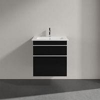 Мебель для ванной Villeroy & Boch Venticello 55 black matt lacquer, с белыми ручками