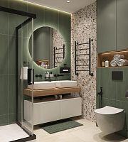 Мебель для ванной STWORKI Ольборг 120 столешница дуб французский, без отверстий, 2 тумбы 60 + 2 раковины STWORKI Soul 1 белой